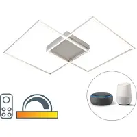 Q-SMART-HOME Slimme plafondlamp Inigo, dimbaar, alu / grijs / zink, Woon-/ Eetkamer, metaal, Modern, Slimme plafondlamp