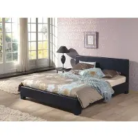 Molecule Bed Roma met lattenbodem zwart kunstleder modern design