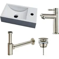 Lambini Designs Recto solid surface fonteinset rechts met RVS kraan