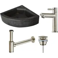 Lambini Designs Corner natuursteen fonteinset met RVS kraan en toebehoren