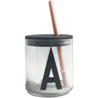 Design Letters rietje met deksel Nude