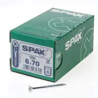 Spax Spaanplaatschroef platverzonken kop verzinkt pozidriv deeldraad 6.0x70mm (per 100 stuks)
