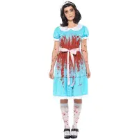 Smiffys Bloederig zombie killer jurkje Heidi in blauw