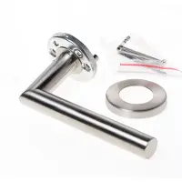 Intersteel enkele deurklink rechts rechte Jura op rond rozet rvs