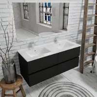 Zaro Malaga badkamermeubel 120cm mat zwart 2 kraangaten met 4 lades