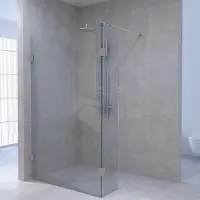 Brauer Void inloopdouche helder glas 90x200 met 40 zijwand incl. glascoating PVD RVS-kleurig geborsteld