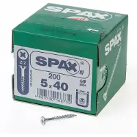 Spax Spaanplaatschroef platverzonken kop verzinkt pozidriv deeldraad 5.0x40mm (per 200 stuks)