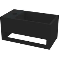 Best design Fontein mona-black 33x18x16 cm incl. Handdoekhouder links solid surface mat zwart