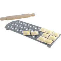 Eppicotispai 24 Holes Aluminium Rond Ravioli Maker met Rolling Pin