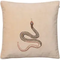 Chhatwal & Jonsson Kussenhoes met geborduurde cobra, 50x50 cm Beige