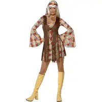 Smiffy Jaren 60 groovy hippie jurk-Maat:S
