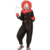 Generique Creepy clown Ronald MC D kostuum (rood, wit en geel, XL)