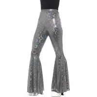 Smiffys Mooie Hippie broek in zilver met glitters