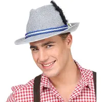 Widmann - Boeren Tirol & Oktoberfest Kostuum - Bierfeest Fedora Met Edelweiss - Grijs - Bierfeest - Verkleedkleding
