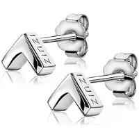 Zinzi zilveren oorknoppen glad V-vorm 7mm ZIO1380