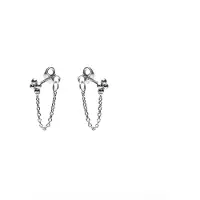 Karma Oorbellen Chain 4 Dots Zilver