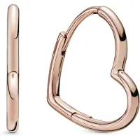 Pandora Asymmetrische Hartvormige Hoepel Oorbellen 14k