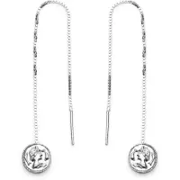 Karma Pull Through Doortrek Oorbellen Coin Zilver