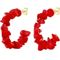 Elli Oorbellen ' Creole' goud / rood
