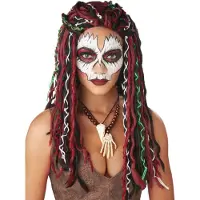 Vegaoo Voodoo priester pruik - Zwarte dreads voor vrouwen