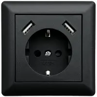 LEDmaxx USB1002 1-voudig Stopcontact (onderbouw) Met USB, Aanraakbeveiliging Zwart