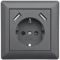 LEDmaxx USB1003 1-voudig Stopcontact (onderbouw) Met USB, Aanraakbeveiliging Antraciet