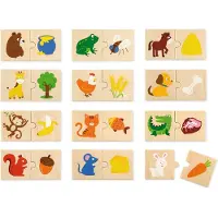 Vigatoys Viga Toys – Houten Matchpuzzel – Dieren & Voeding – 24-delig – Multicolor