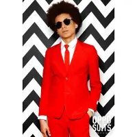 Opposuits kostuum Red Devil felrood Jongens Polyester Reverskraag Effen - maat 146/152