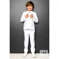 Opposuits kostuum wit Jongens Polyester Reverskraag Effen - maat 98/104