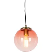 QAZQA Art deco hanglamp messing met roze glas 20 cm - Pallon