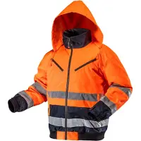 Neo Tools Hi-Vision Gevoerde Werk Jas Flu Oranje XL/54 Donkere Stof Water En Wind Bestendig ISO 20471:2013 ISO 13688:2013