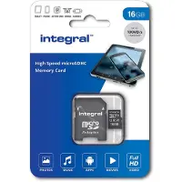 Integral - Carte mémoire flash (adaptateur microSDHC - SD inclus(e)) - 16 Go - A1 / Video Class V10 / UHS Class 1 / Class10 - microSDHC UHS-I