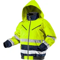 GRUPA TOPEX Hi-Vision Gevoerde Werk Jas Flu Geel XL/54 Donkere Stof Water En Wind Bestendig ISO 20471:2013 ISO 13688:2013