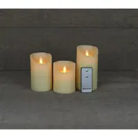 Annas collection Kaars wax rustiek bewegende vlam 3 stuks 7,5x10 12,5 15 cm ivoor afstandsbediening Anna's Collection