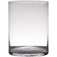 Hakbijl Glass Cilindervaas Soda Bubbles Glas Ø19xH25cm Transparant transparant Keramiek