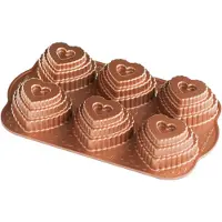 Nordic Ware bakvorm hartvormige taart 6 stuks 8 cm aluminium grijs