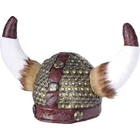 Finidi Stoere viking helm met grote hoorns van vacht