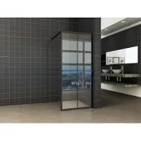 Wiesbaden Inloopdouche zwart met handdoekbeugel 120x200 cm 10 mm nano coating