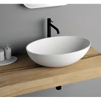 Ideavit Solidthin-OV50 Opzetwastafel 50x33cm Ovaal Mat Wit - Solid Surface - Wastafels, Opzetwastafels