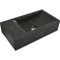 Wiesbaden B fontein 40x22cm links met 1 kraangat hardsteen zwart