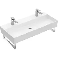 Villeroy & Boch Memento 2.0 wastafel voor handdoekhouders 100x47cm met overloop 2 kraangaten ceramic+ wit 4A22A4R1