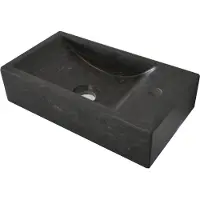 Wiesbaden B fontein 40x22cm rechts met 1 kraangat hardsteen zwart