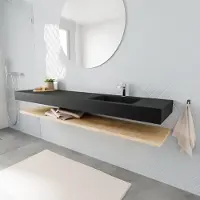 Zaro ALAN vrijhangende wastafel 200cm met wasbak Enkel rechts en planchet in kleur washed oak 0 lade(s)