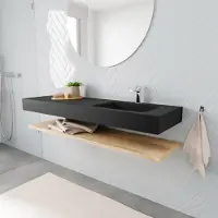 Zaro ALAN vrijhangende wastafel 150cm met wasbak Enkel rechts en planchet in kleur washed oak 0 lade(s)