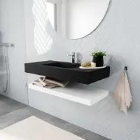 Zaro ALAN vrijhangende wastafel 100cm met wasbak Enkel midden en solid suface planchet in kleur Wit mat 0 lade(s)