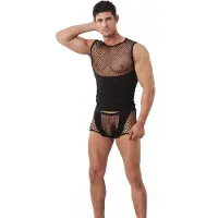 Amorable - Visnet Boxer Voor Heren - Zwart S/M