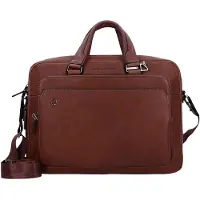 Piquadro Zwarte vierkante aktetas Leer 40 cm Laptopcompartiment bruin