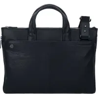 Piquadro Zwarte vierkante aktetas Leer 42 cm Laptopvak zwart