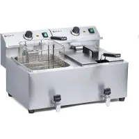 Super Merchant Dubbele friteuse met aftapkraan – 2x8x liter – 7000W – roestvast staal