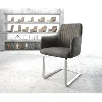 DELIFE Sledemodel Greg-Flex microvelours antraciet vintage sledemodel vlak roestvrij staal pocketveer kern